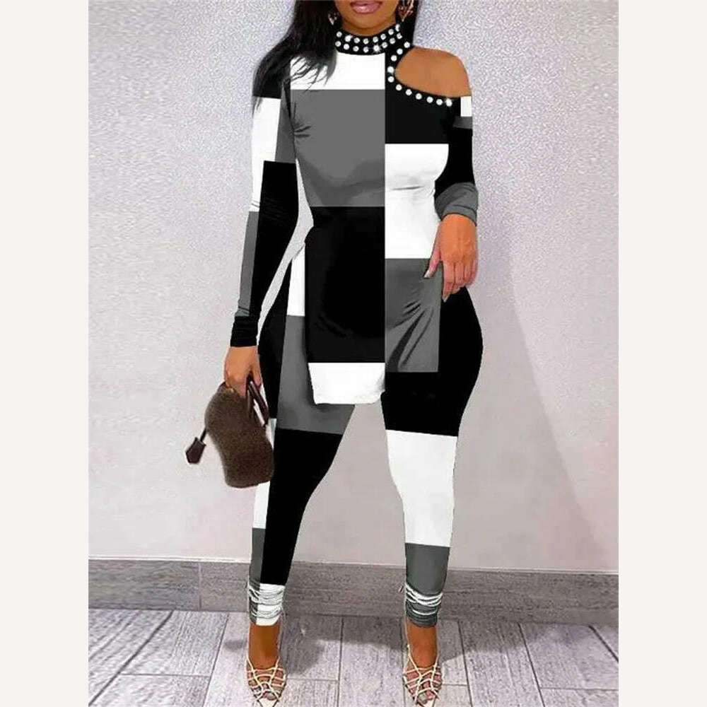 KIMLUD, Wmstar Two Piece Set Women Clothing Tops and Pants Hollow Out Sleeve Leopard Leggings Matching Suit Wholesale Dropshipping 2023, KIMLUD Womens Clothes