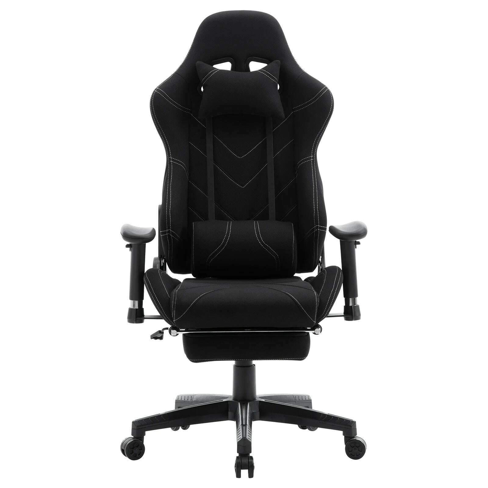 KIMLUD, WOLTU Swivel Computer Desk Office Chair Racing Gaming Chair Faux Leather Seat with 155°Tilt Reclining Lumbar Cushion Relaxing, black fabric / GERMANY, KIMLUD APPAREL - Womens Clothes