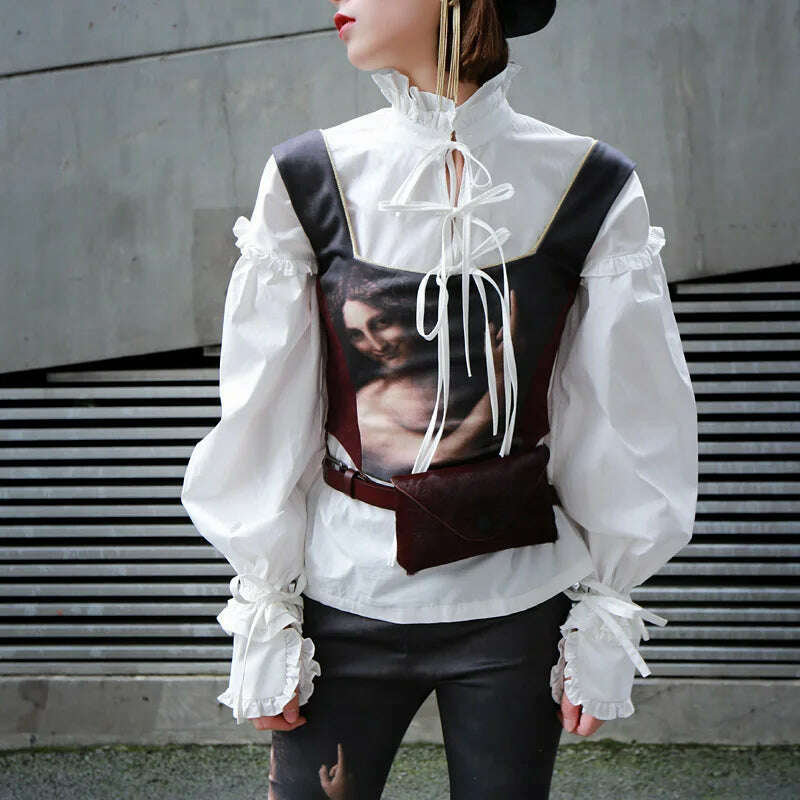 KIMLUD, Woman Tank Sleveless Women Vest Sexy Short Tops Retro Oil Painting Arc Hem All Match Woman Tops Slim Thin Vests 2022 Summer New, KIMLUD Womens Clothes