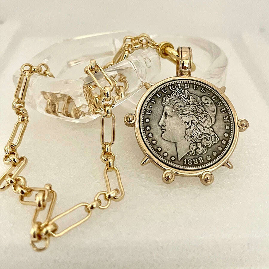 KIMLUD, Woman'S Ancient Coin charm Pendant Necklace Athena Original Design Gift For Woman Vintage Accessories Fine Jewelry, necklace 7, KIMLUD APPAREL - Womens Clothes
