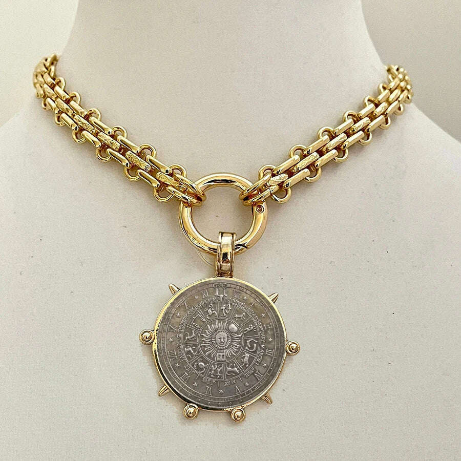 KIMLUD, Woman'S Ancient Coin charm Pendant Necklace Athena Original Design Gift For Woman Vintage Accessories Fine Jewelry, necklace 13, KIMLUD APPAREL - Womens Clothes