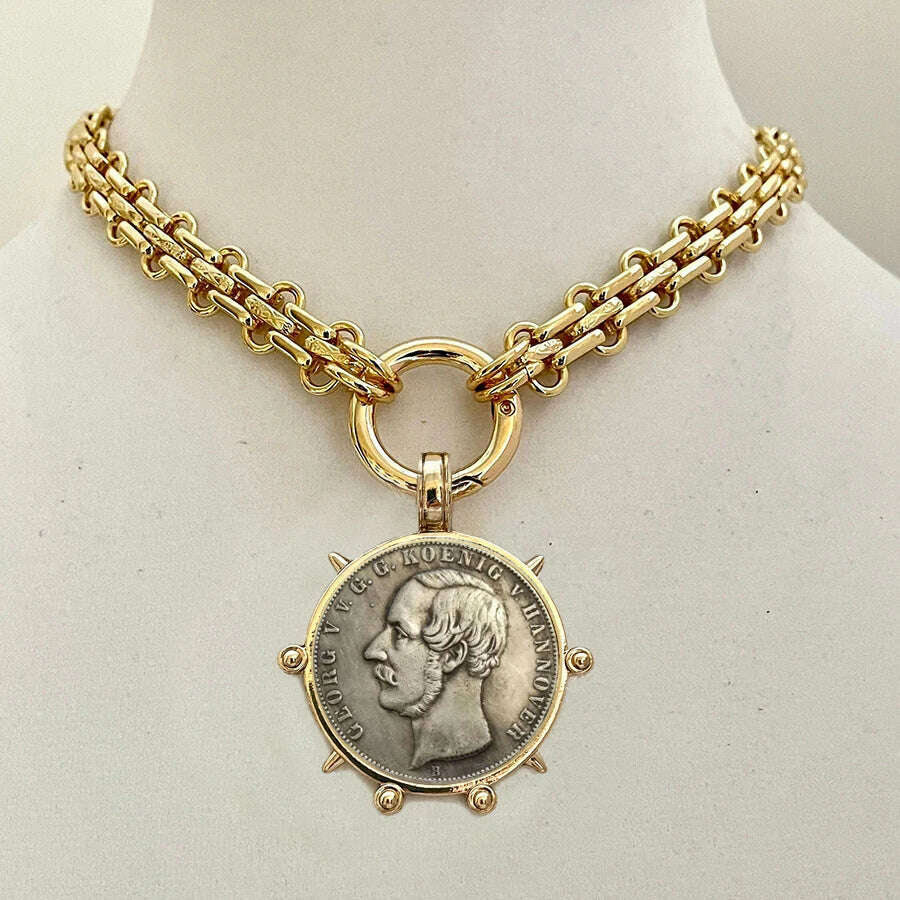 KIMLUD, Woman'S Ancient Coin charm Pendant Necklace Athena Original Design Gift For Woman Vintage Accessories Fine Jewelry, necklace 24, KIMLUD APPAREL - Womens Clothes
