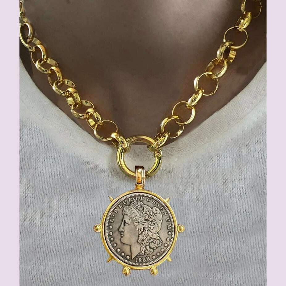 KIMLUD, Woman'S Ancient Coin charm Pendant Necklace Athena Original Design Gift For Woman Vintage Accessories Fine Jewelry, necklace 2, KIMLUD APPAREL - Womens Clothes
