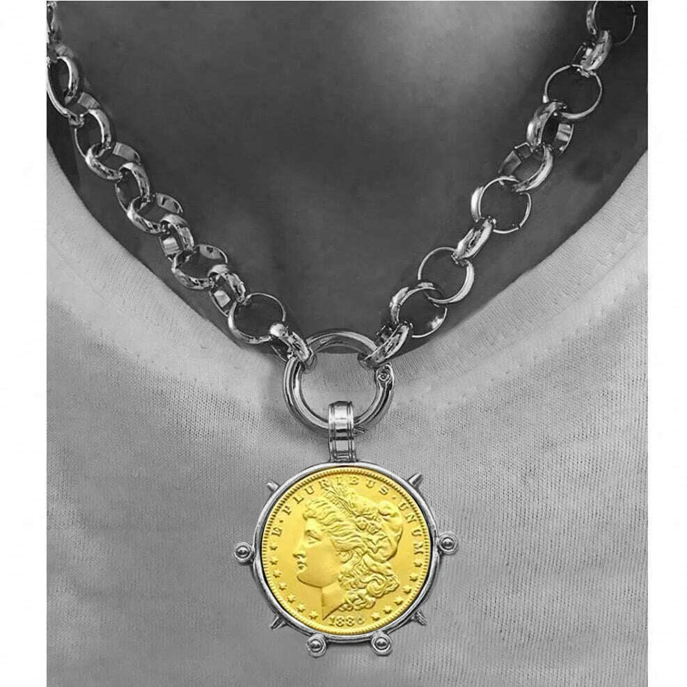 KIMLUD, Woman'S Ancient Coin charm Pendant Necklace Athena Original Design Gift For Woman Vintage Accessories Fine Jewelry, necklace 26, KIMLUD APPAREL - Womens Clothes