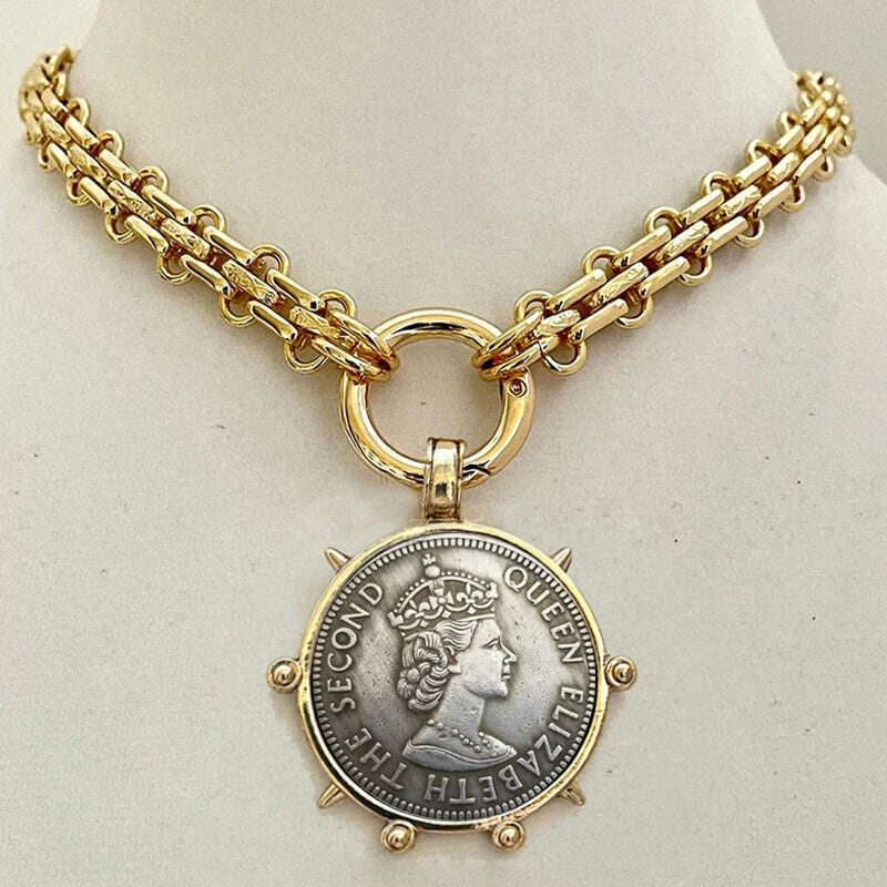 KIMLUD, Woman'S Ancient Coin charm Pendant Necklace Athena Original Design Gift For Woman Vintage Accessories Fine Jewelry, necklace 1, KIMLUD APPAREL - Womens Clothes