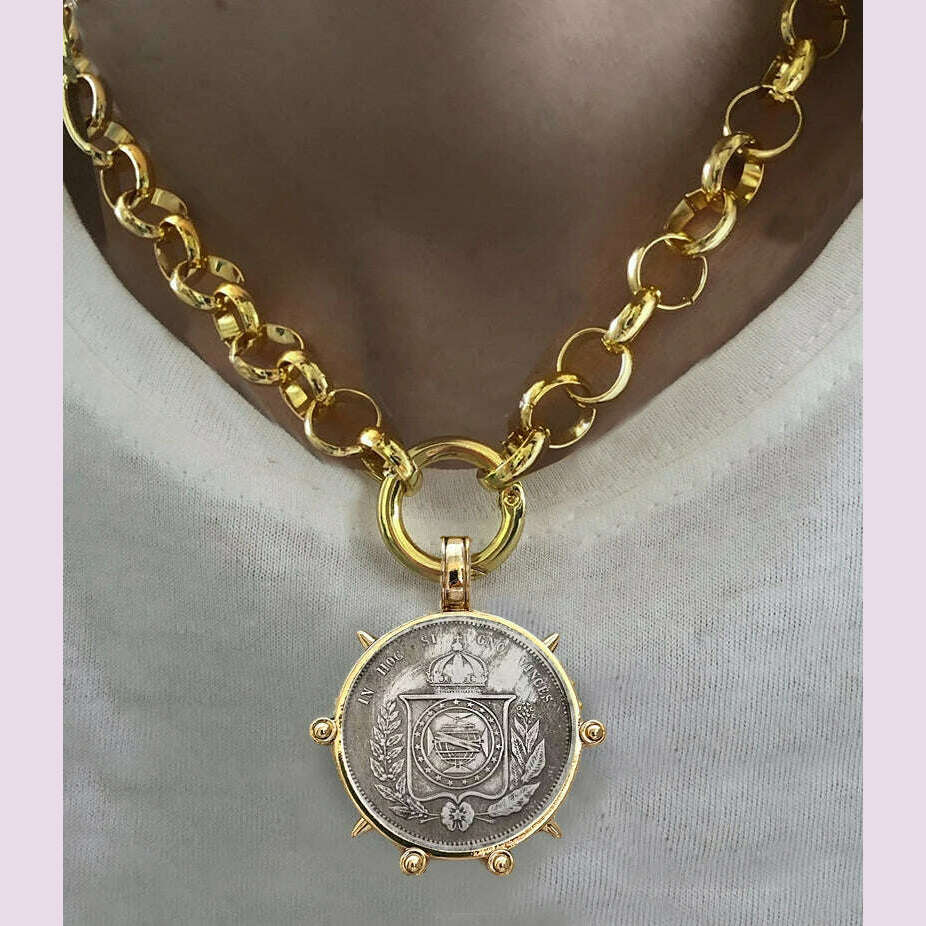 KIMLUD, Woman'S Ancient Coin charm Pendant Necklace Athena Original Design Gift For Woman Vintage Accessories Fine Jewelry, necklace 10, KIMLUD APPAREL - Womens Clothes