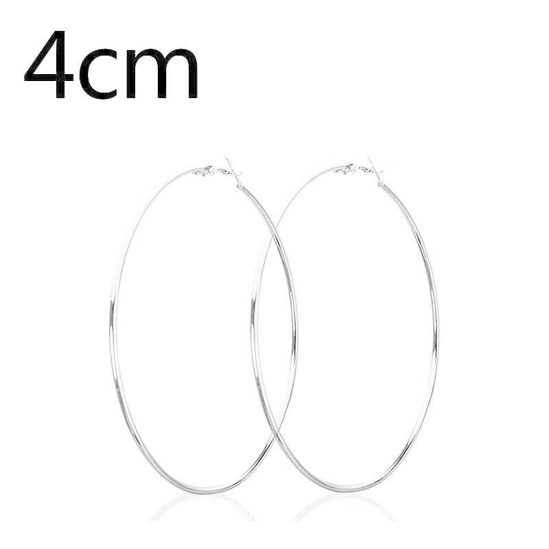 KIMLUD, Women 3-10cm Small Big Circle Hoop Earrings Statement Ear Ring Fashion Jewelry Gift Nightclub DJ 2020, Silver-4cm, KIMLUD APPAREL - Womens Clothes