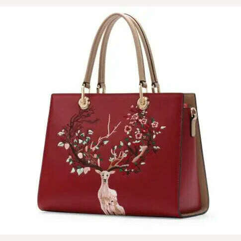 KIMLUD, Women bags luxury brand high quality Women's handbag real cowhide bag for women fashion bags 2023 new genuine leather Female bag, Red, KIMLUD Women's Clothes