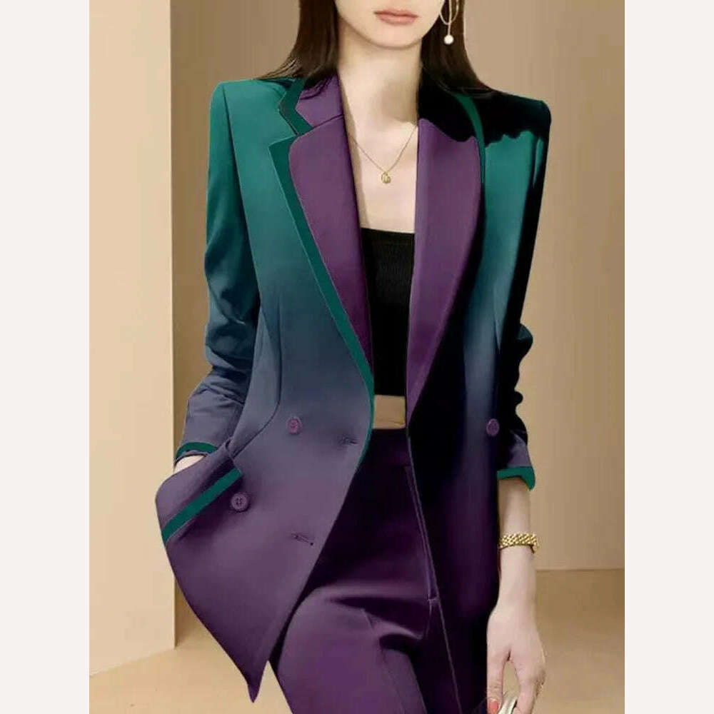 KIMLUD, Women Blazers Elegant Casual Single Breasted Long Sleeve Simple All-match Design Gradient Chic Long Sleeve Blazer New, KIMLUD Womens Clothes