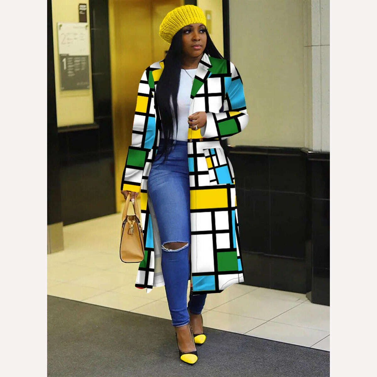 KIMLUD, Women Casual Loose Printing Overcoat Female Patchwork Spring Full Sleeve Long Coat 2023 Vintage Style Elegant Streetwear, as pic 2 / S, KIMLUD APPAREL - Womens Clothes