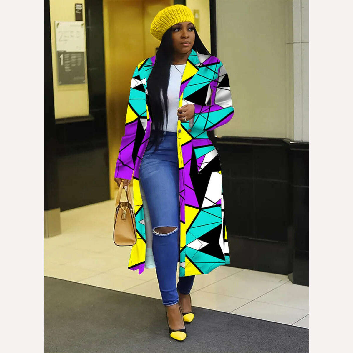 KIMLUD, Women Casual Loose Printing Overcoat Female Patchwork Spring Full Sleeve Long Coat 2023 Vintage Style Elegant Streetwear, as pic 4 / S, KIMLUD APPAREL - Womens Clothes