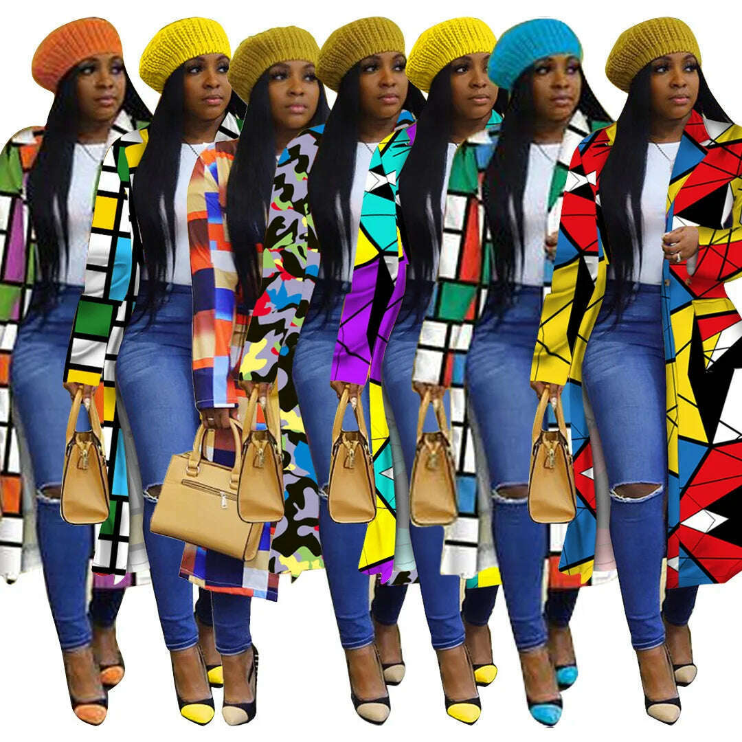 KIMLUD, Women Casual Loose Printing Overcoat Female Patchwork Spring Full Sleeve Long Coat 2023 Vintage Style Elegant Streetwear, KIMLUD Womens Clothes