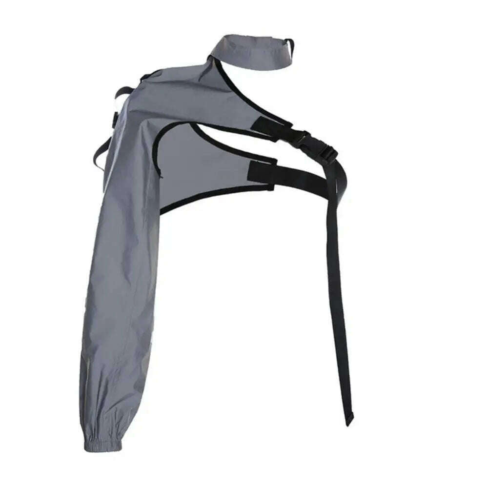 Women Chic Choker One Long Sleeve Strap Buckle Reflective Halter Smock Blouse Female Clothing - KIMLUD