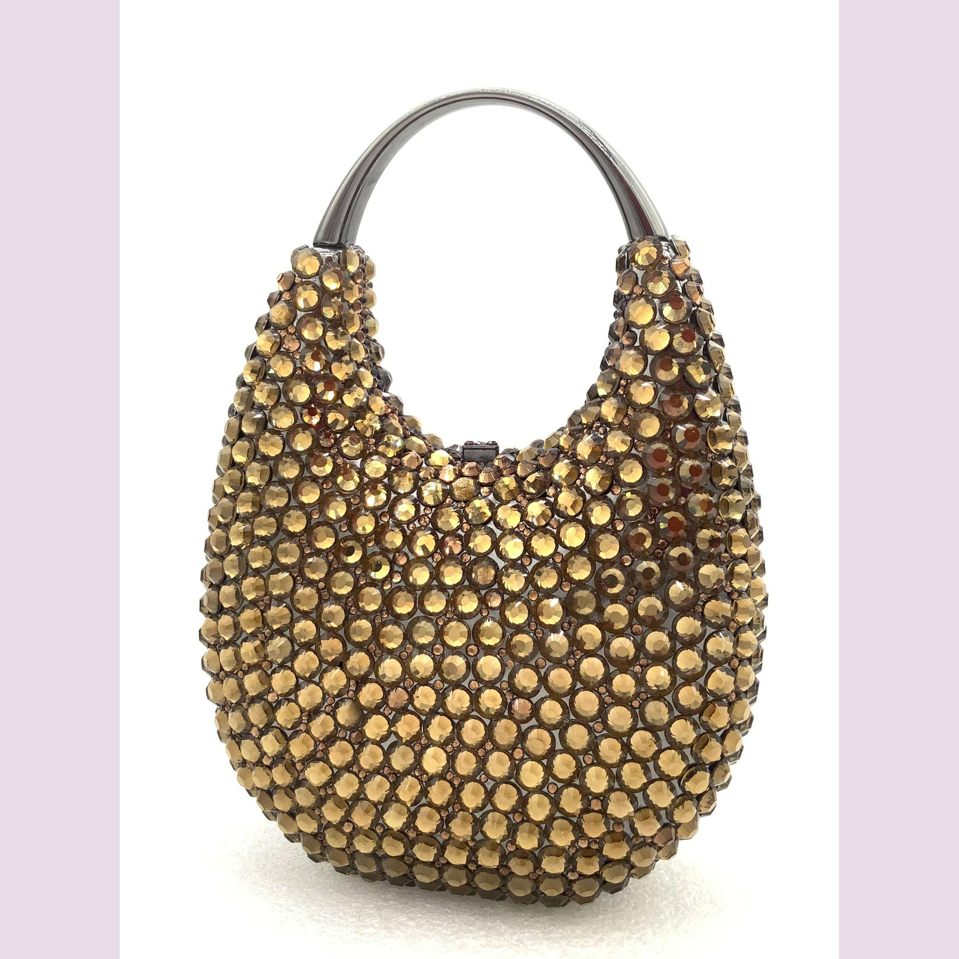 KIMLUD, Women Crystals Top Handle Evening Handbags Pink/Red Lady Diamonds Minaudiere Gold/Brown Wedding Clutch Bags Gems Handbag Purse, brown, KIMLUD APPAREL - Womens Clothes