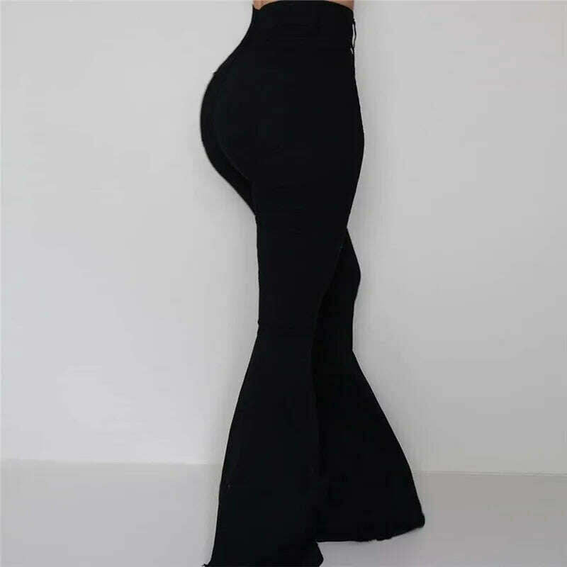 KIMLUD, Women Elasticity Bell-bottoms Pants Solid High Waist Elegant Long Pants Fashion Ladies Full Length Trousers Pantalon Femme, KIMLUD Womens Clothes