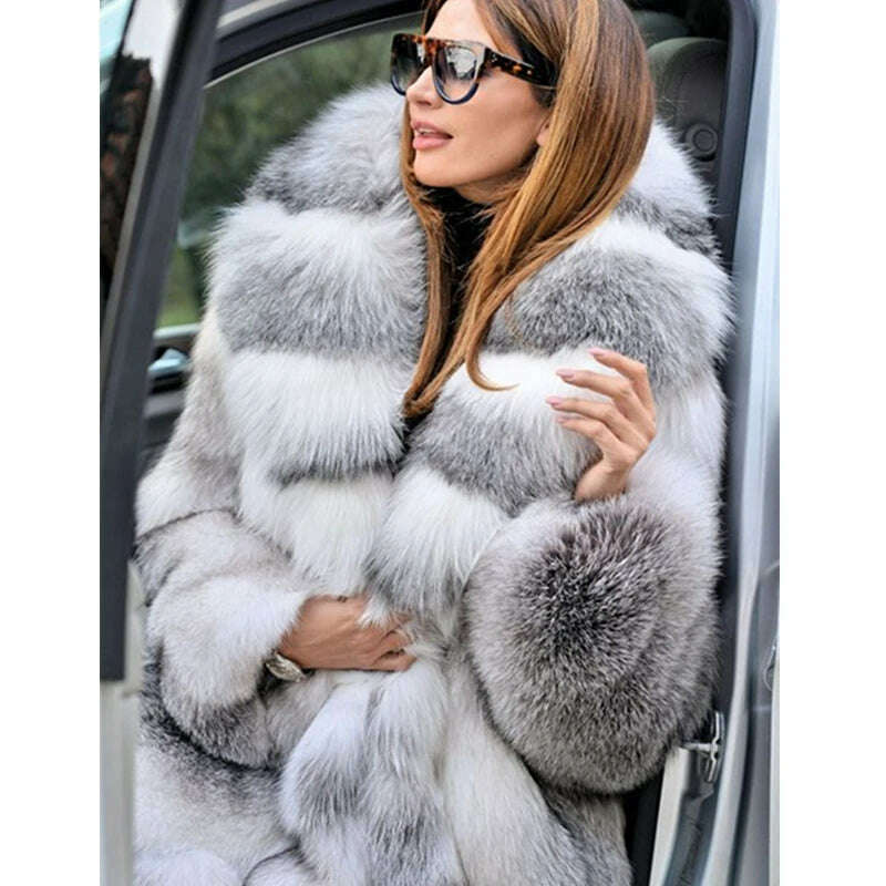 KIMLUD, Women Faux Fur Coat Winterf Fashion Warm X-Long Large Size Coats Solid Hooded Loose Open Stitch 5XL New 2024 Elegant Clothing, KIMLUD Womens Clothes