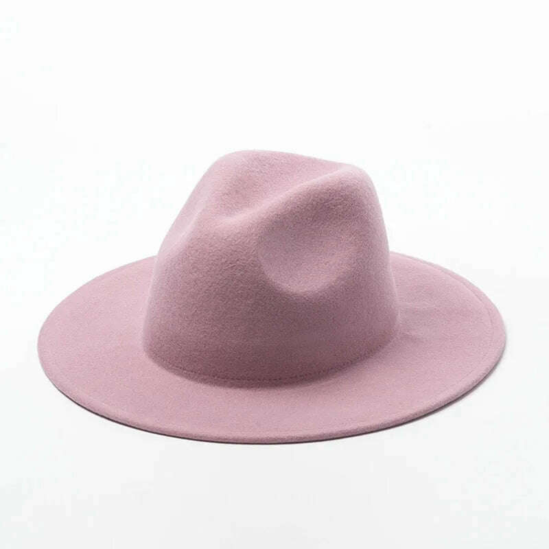 KIMLUD, Women Fedora Hat 100% Wool Wide Brim Felt Hats Winter Trilby Cap Crushable Pork Pie Hat Ladies Floppy Church Wedding Hat Base, Purple Pink, KIMLUD Womens Clothes
