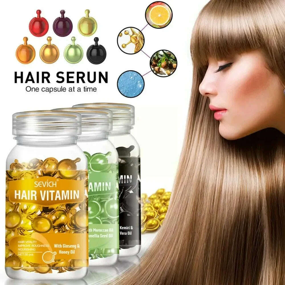 KIMLUD, Women Hair Vitamin Capsule Oil Smooth Silky Keratin Complex Oil Natural Extract Treatments Nourish Repair Damage Hair Care 30pcs, KIMLUD Women's Clothes