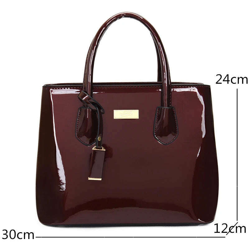 KIMLUD, Women Handbags High Quality Patent Leather Women's Bag Fashion Shoulder bag Luxury Tote bag+card package Designer Messenger Bags, KIMLUD Womens Clothes