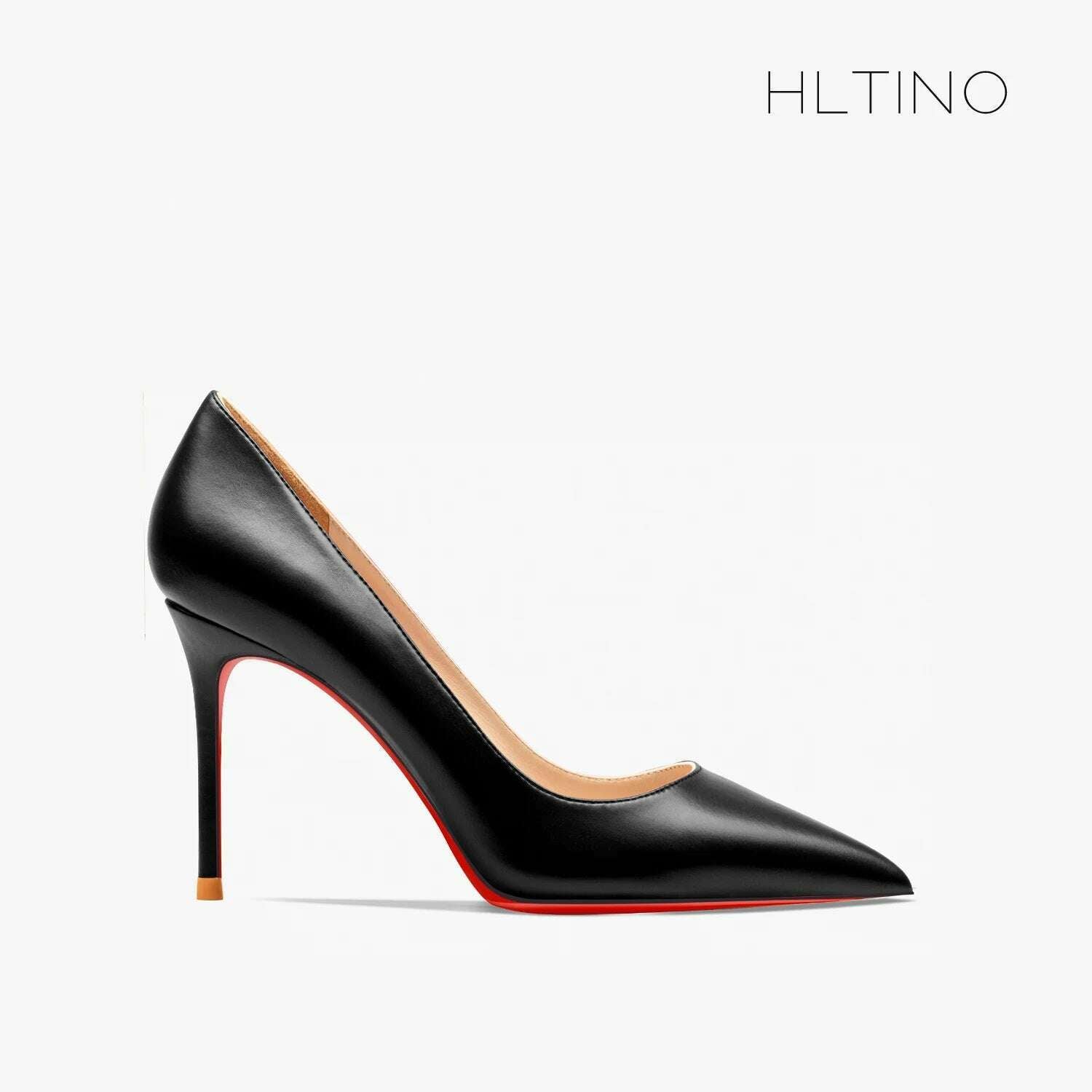 KIMLUD, Women heels shoes woman 2024 trend luxury Brand Women's Pumps Leather High Heels Red Bottom Pointed Toe Ladies Party Shoes 12cm, Black matte 10cm / 38 / CHINA, KIMLUD APPAREL - Womens Clothes