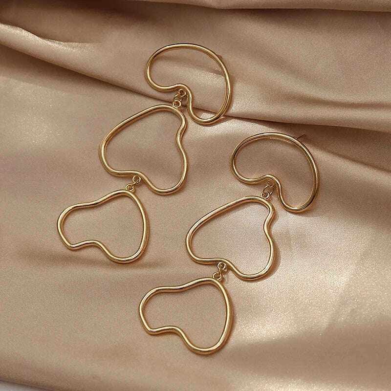 KIMLUD, Women Irregular Geometric Dangle Earrings Trendy Gold Plate Symmetry Wire Big Long Pendant Earring Boho Harajuku Party Jewelry, 5569, KIMLUD APPAREL - Womens Clothes
