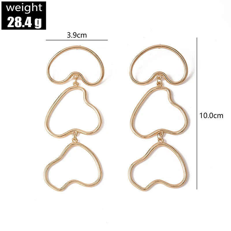 KIMLUD, Women Irregular Geometric Dangle Earrings Trendy Gold Plate Symmetry Wire Big Long Pendant Earring Boho Harajuku Party Jewelry, KIMLUD Womens Clothes