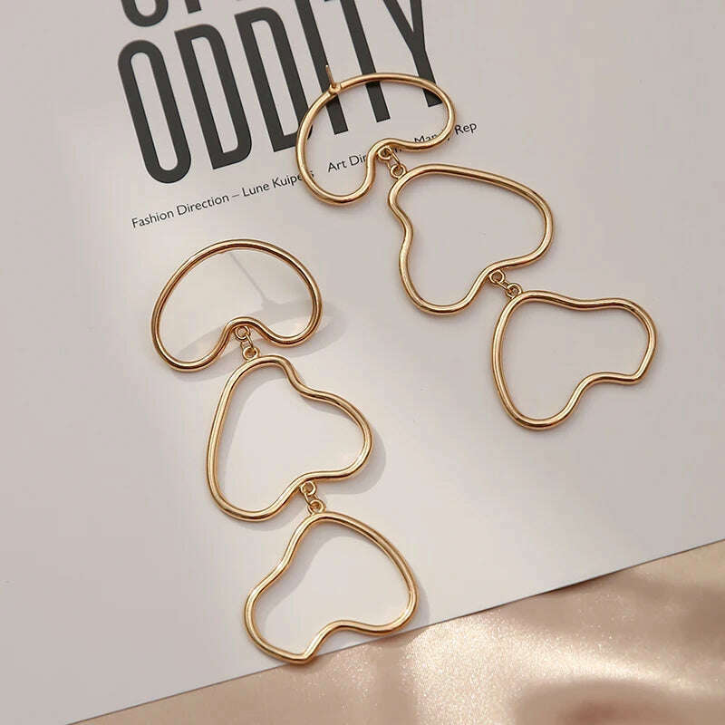 KIMLUD, Women Irregular Geometric Dangle Earrings Trendy Gold Plate Symmetry Wire Big Long Pendant Earring Boho Harajuku Party Jewelry, KIMLUD Womens Clothes