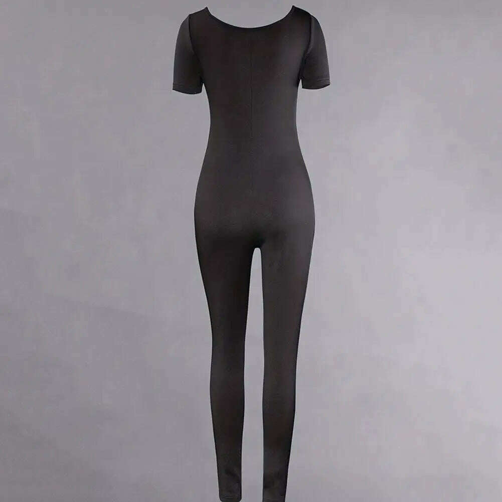 KIMLUD, Women Jumpsuit Stylish Women's Summer Sports Jumpsuit with Short Sleeves U Neck Design Butt-lifted Feature for Gym Jogging, KIMLUD Womens Clothes