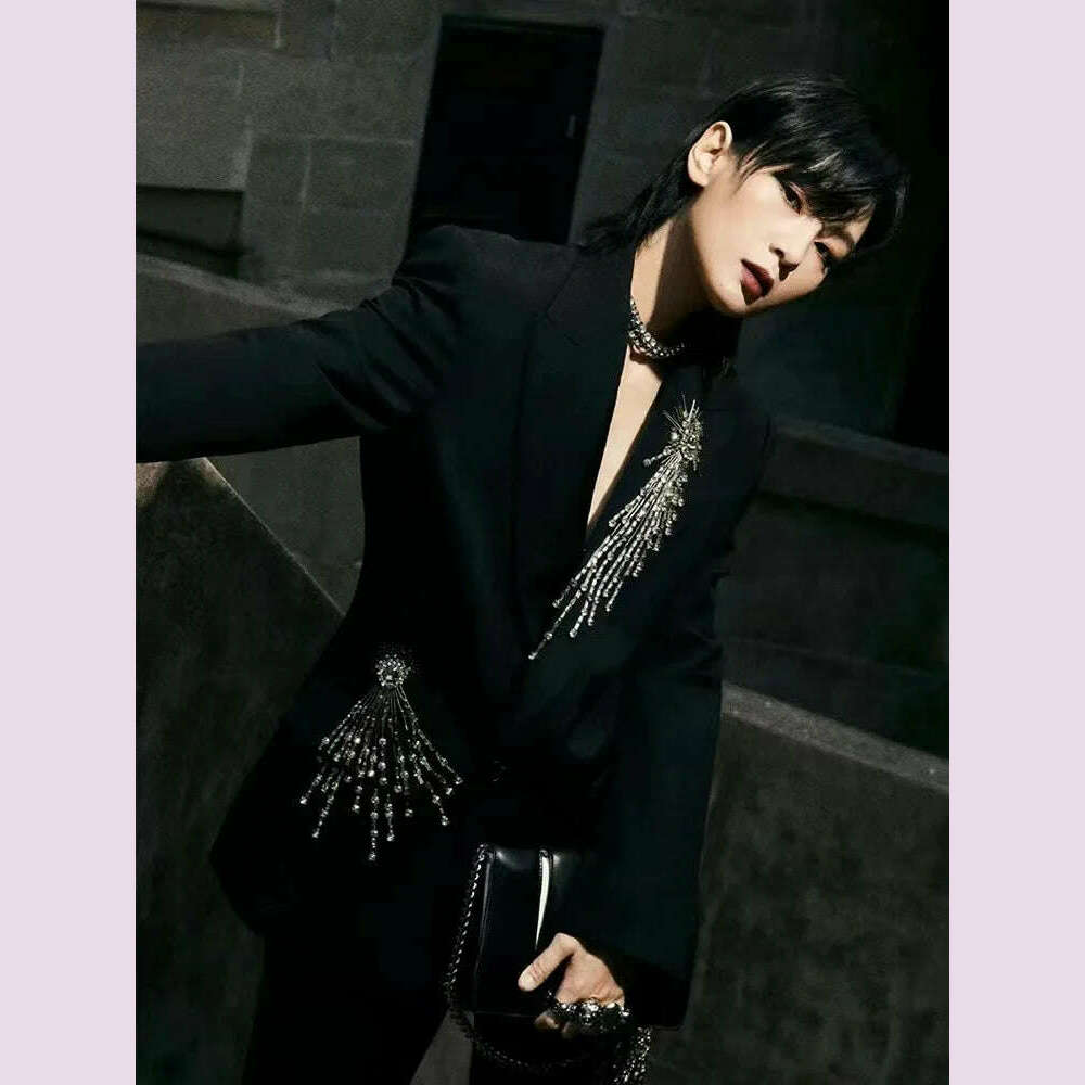KIMLUD, Women Ladies Blazer  Luxury Rhinestone Office Business Formal Wedding  Exquisite Elegant Suit Jacket Single Top, KIMLUD Womens Clothes