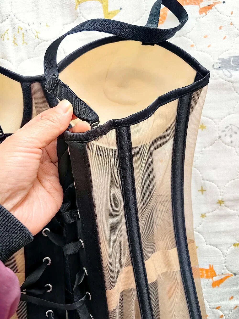Women Luxury Mesh Corset Bustier Transparent Bodices With Cups Waist Slimmer Lace Up Steel Bone Tight Fitting Tube Tops Costume