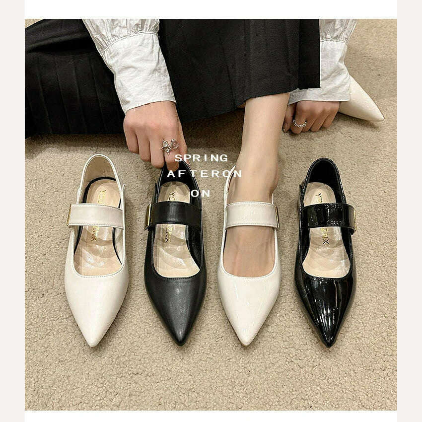KIMLUD, Women Nature Suede High Thick Heels SmallHut New 2023 Spring Black Apricot Square Toe Pumps Elegant Lady Metal Decoration Shoes, KIMLUD Women's Clothes