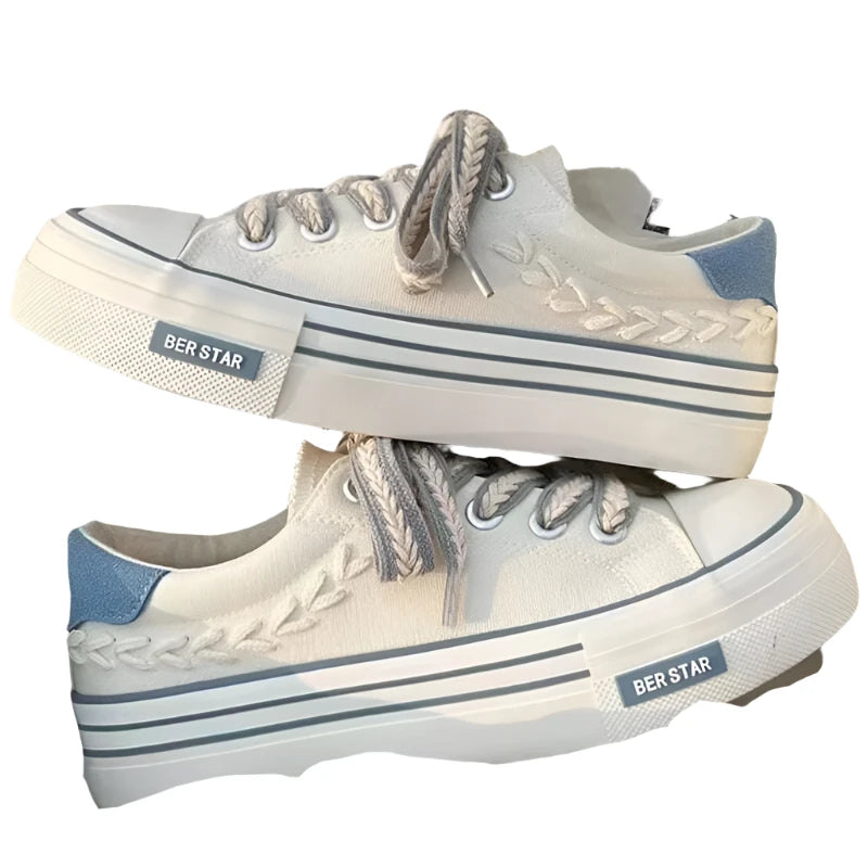 KIMLUD, Women Outdoor Trainers Platform Canvas Shoes Height Increasing Chunky Sneakers Young Girls Outdoor Training Women Casual Shoes, Off white / 36, KIMLUD APPAREL - Womens Clothes