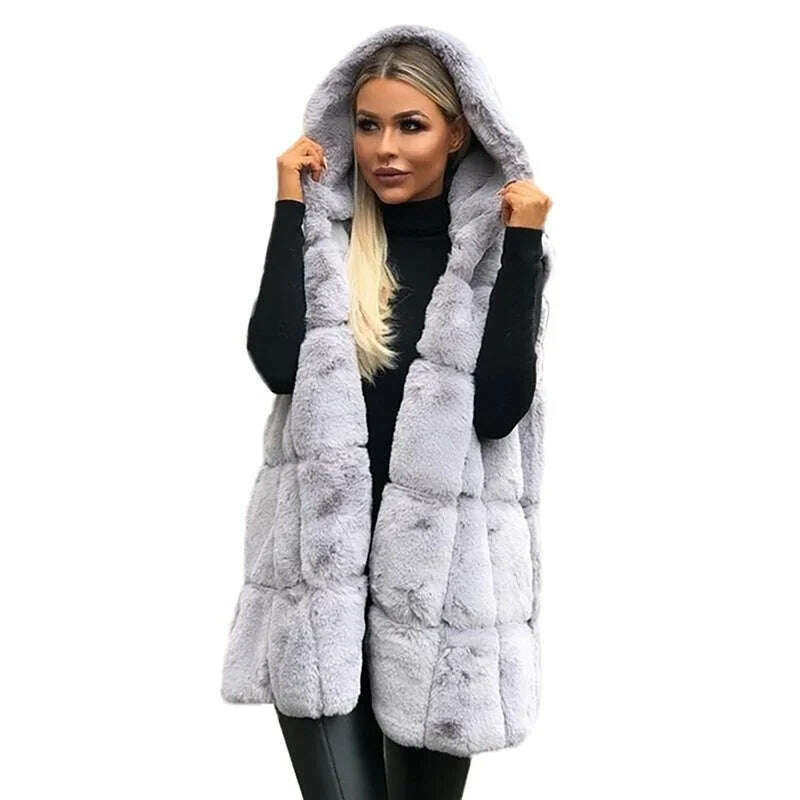 KIMLUD, Women Plush Faux Fur Solid Color Casual Sleeveless Warm Vest Jacket Autumn Winter Waistcoat Cashmere Cardigan Luxury Fleece Coat, KIMLUD Womens Clothes