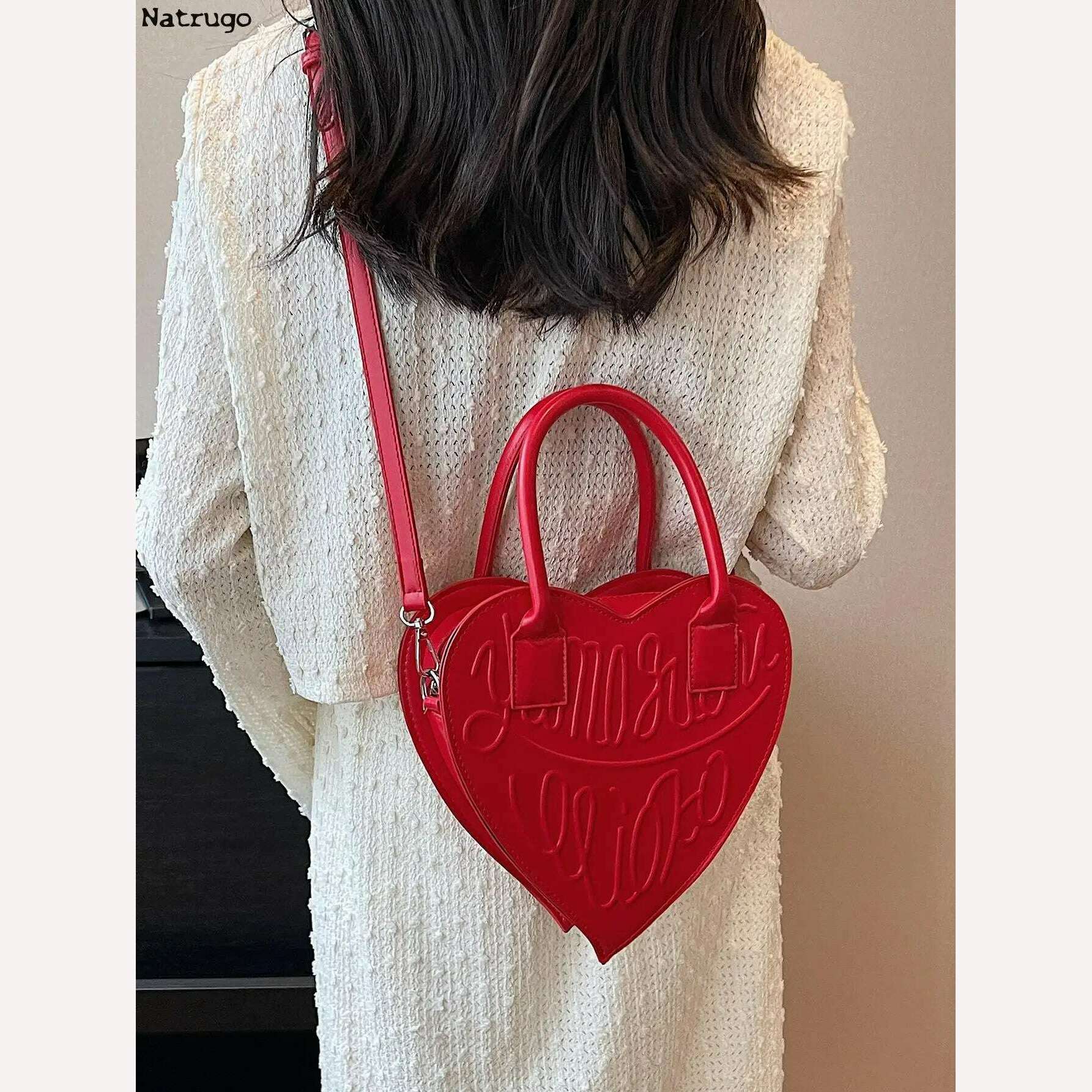 KIMLUD, Women Purses And Handbag Fashion Red Love Heart Shape Shoulder Bag Women Chain Crossbody Bag Ladies Purse And Clutch Bag, KIMLUD Womens Clothes