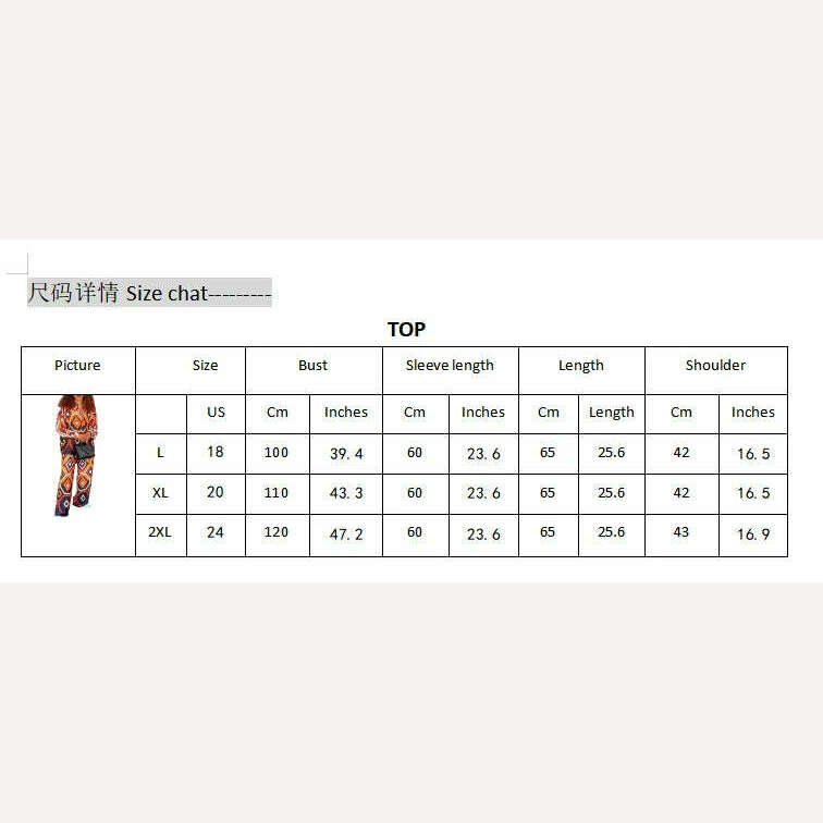 KIMLUD, Women Retro 2pcs Pants Sets Geometric Print Blouse Wide Leg Pants Fashion Office Lady Outfits Female Chic Streetwear Tops Suits, KIMLUD Womens Clothes