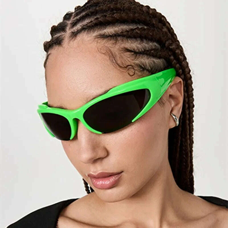 Women Retro Brand Design Fashion Shades Punk Sun Glasses Classic Wrap Around Y2k Sunglasses for Men Outdoor Sports Goggles - KIMLUD