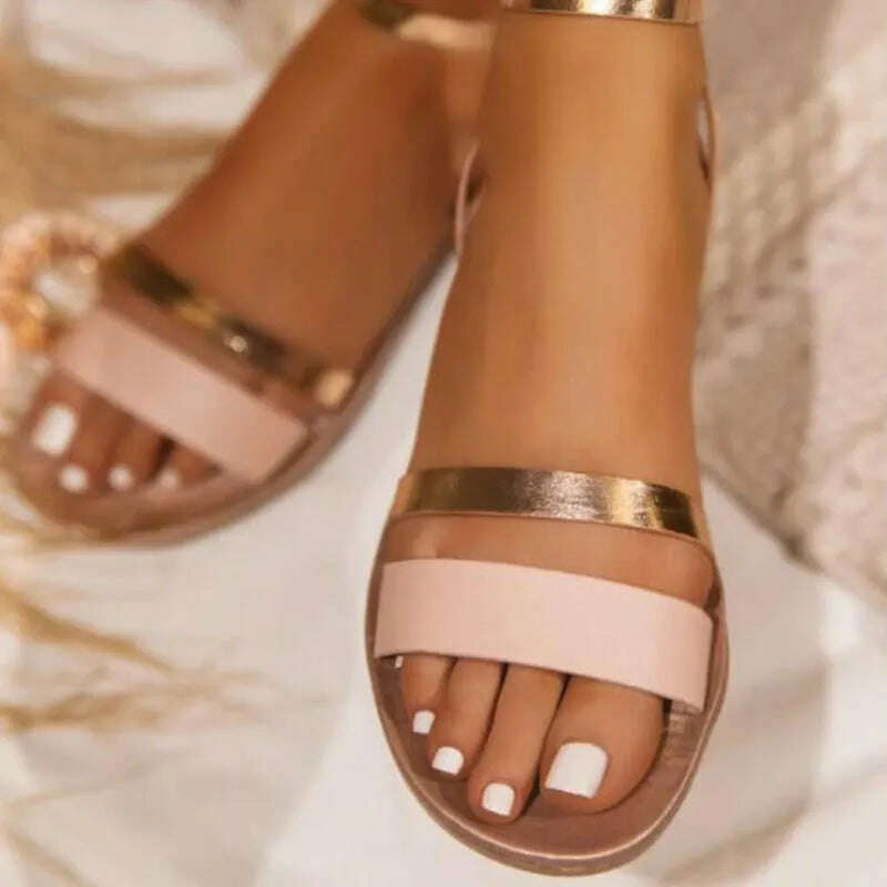 Women Sandals Retro Fashion Summer Women Shoes Snakeskin Print Casual Sandals Buckle Straps Beach Shoes Ladies Summer Sandals - KIMLUD
