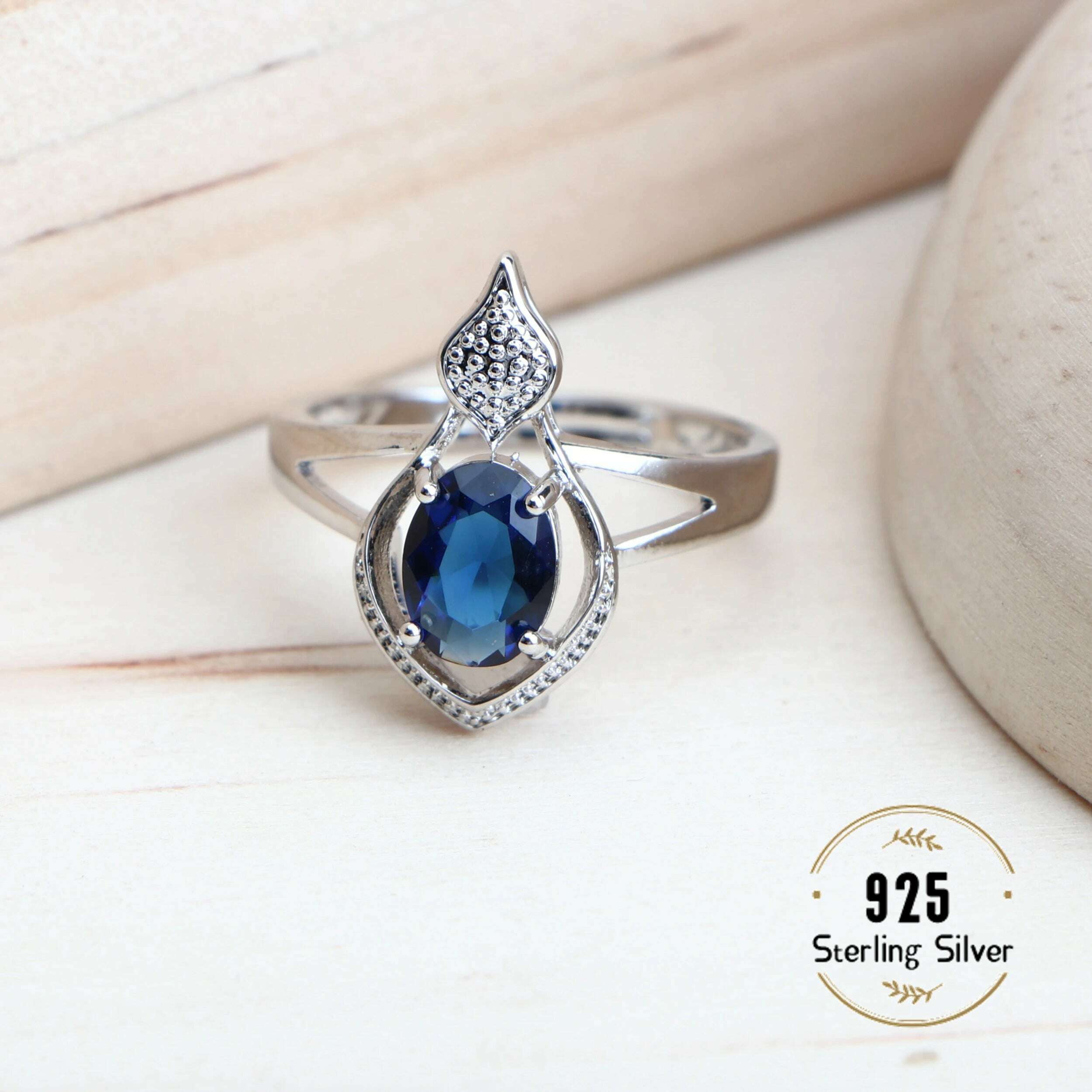 Women Silver 925 Bridal Jewelry Sets Blue Cubic Zirconia Costume Jewellery Wedding Earrings Rings Bracelets Pendant Necklace - KIMLUD
