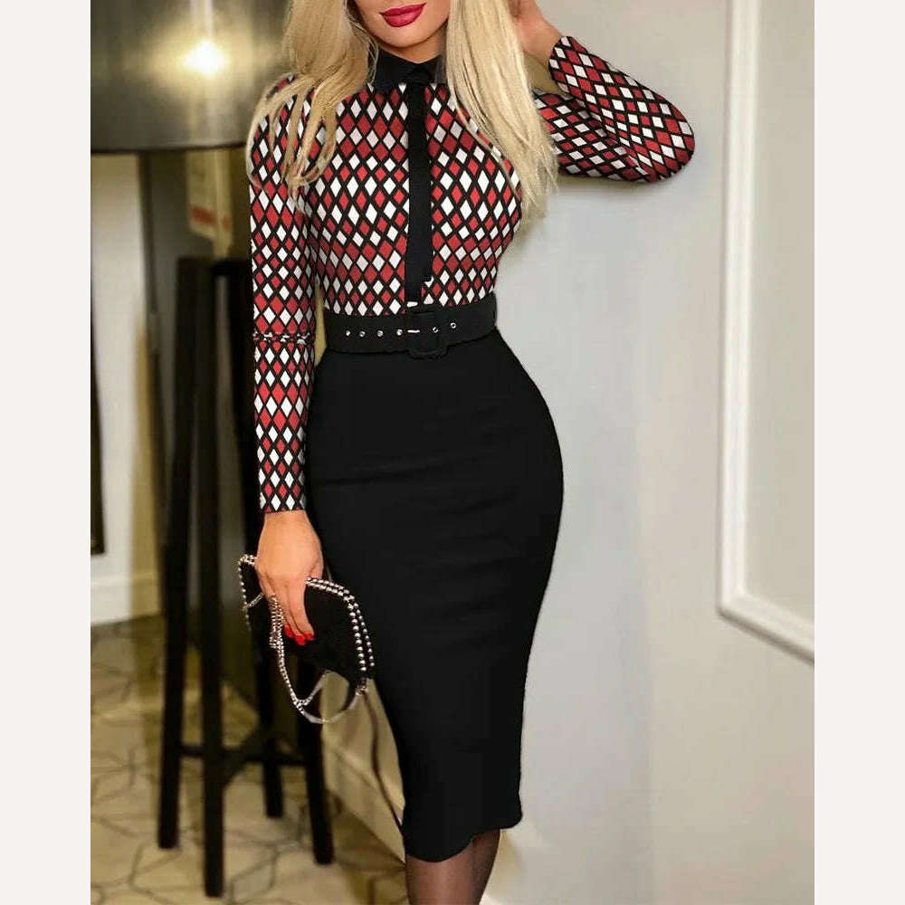 KIMLUD, Women Spring Autumn 3D Winter Slim Befree Maxi Dress Belt Sexy Full Long Sleeve Boho Party Elegant Dresses, KIMLUD Womens Clothes