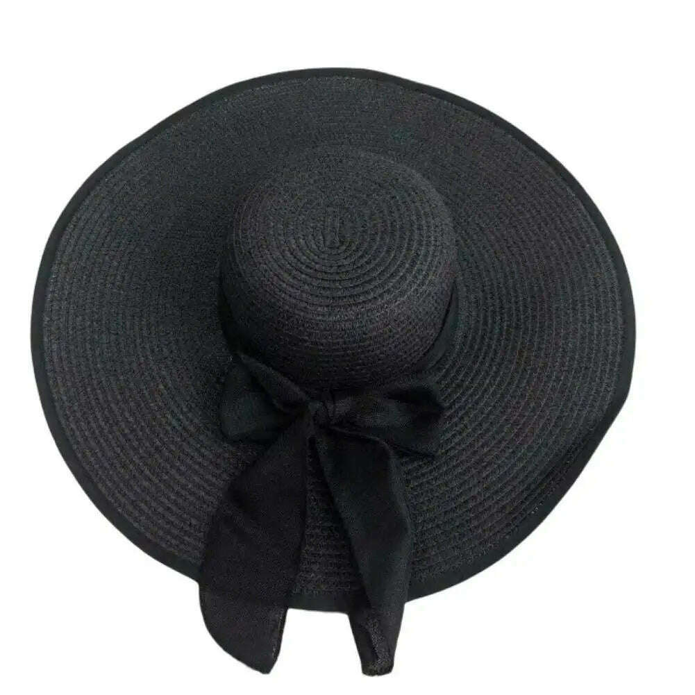 KIMLUD, Women Straw Hat Bow-knot Decor Foldable Sunscreen Summer Holiday Women Fisherman Hat   Women Fisherman Hat  for Adult, KIMLUD Womens Clothes