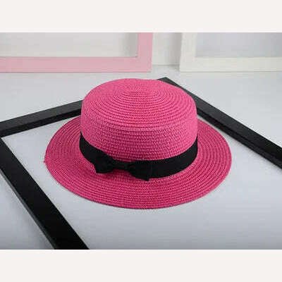 women straw hat Flat Top Straw Hat Vacation Casual Shopping Beach Hats for Woman Hats for girls Church Courtesy Panama Sun Hat - KIMLUD