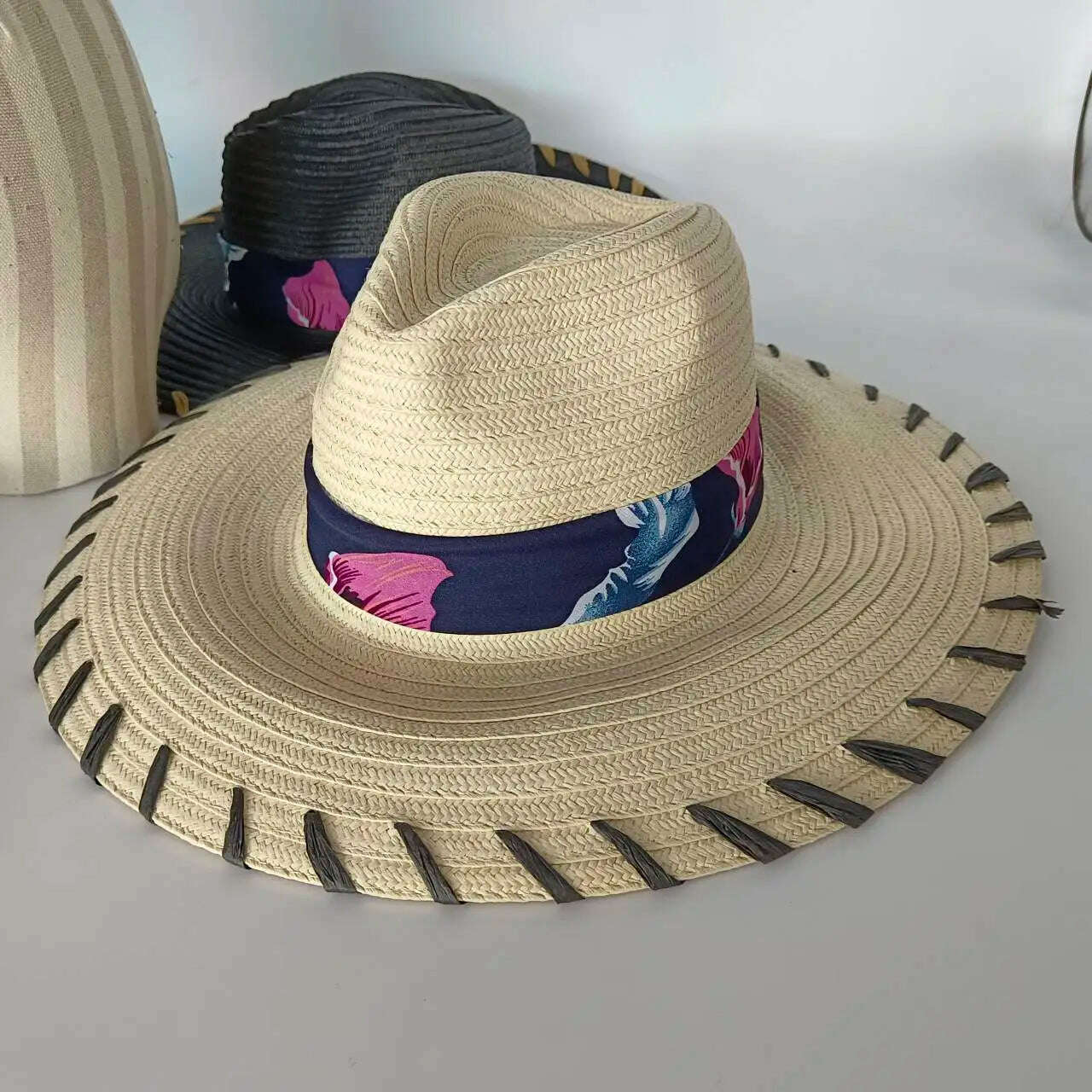 KIMLUD, women straw hat  Flat Top Straw Hat Vacation Casual Shopping Beach Hats for Woman Hats for girls Church Courtesy Panama Sun Hat, 37 / M 56-58CM, KIMLUD Womens Clothes