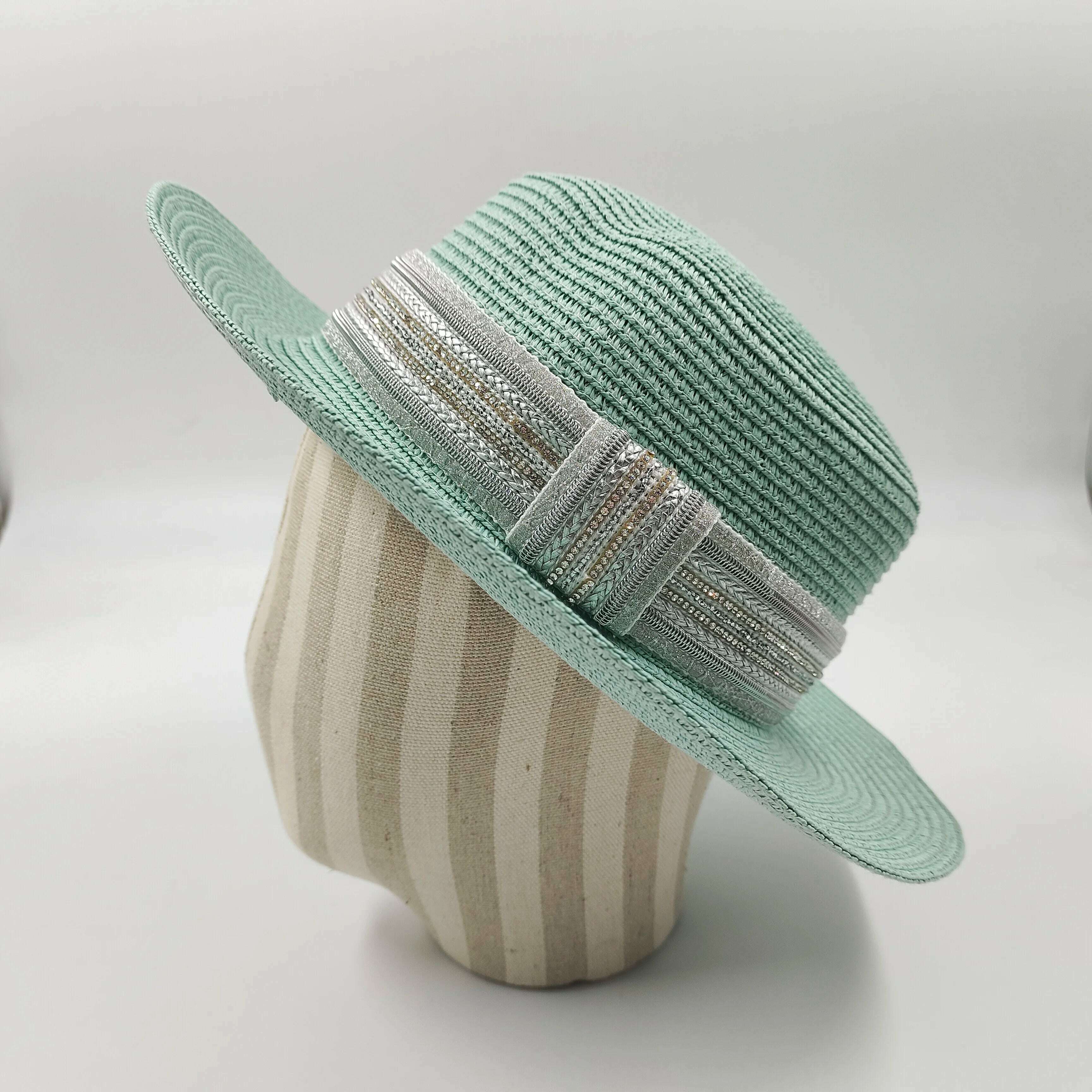 women straw hat Flat Top Straw Hat Vacation Casual Shopping Beach Hats for Woman Hats for girls Church Courtesy Panama Sun Hat - KIMLUD