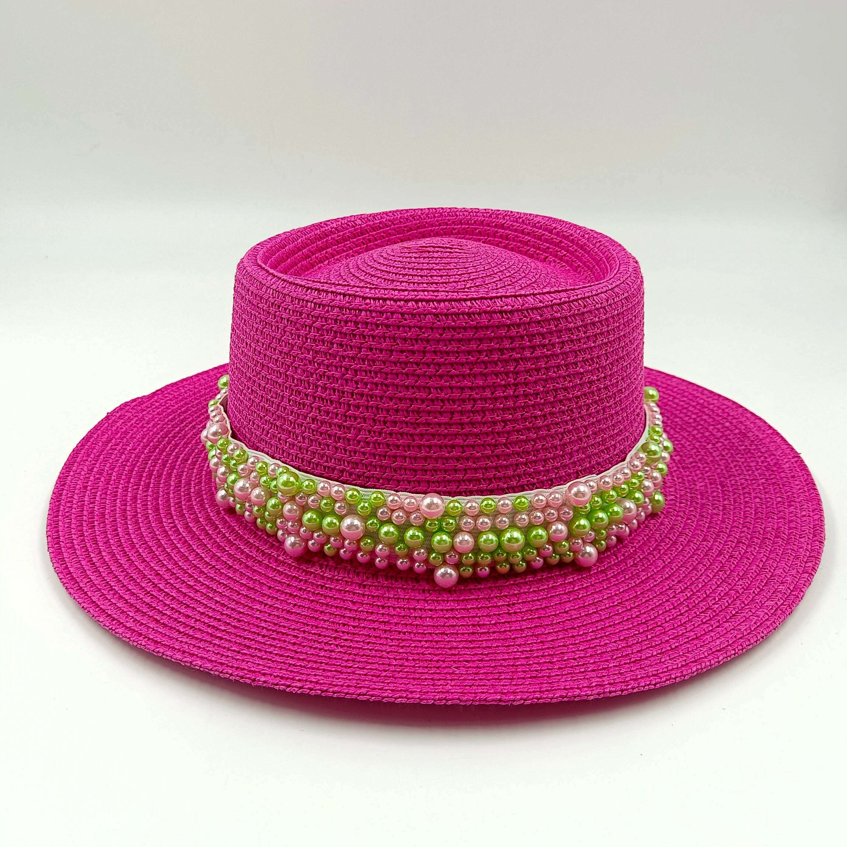 women straw hat Flat Top Straw Hat Vacation Casual Shopping Beach Hats for Woman Hats for girls Church Courtesy Panama Sun Hat - KIMLUD