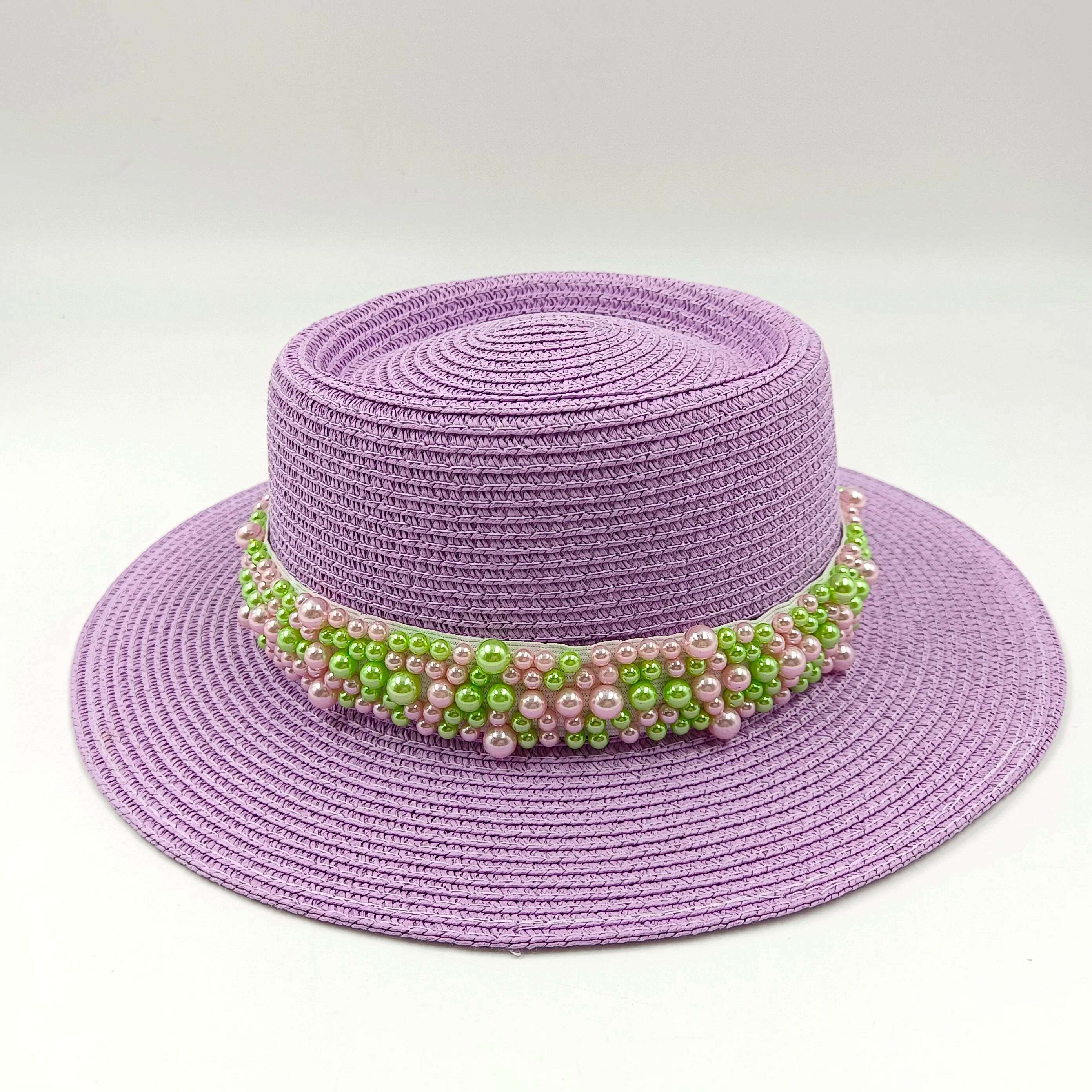 women straw hat Flat Top Straw Hat Vacation Casual Shopping Beach Hats for Woman Hats for girls Church Courtesy Panama Sun Hat - KIMLUD