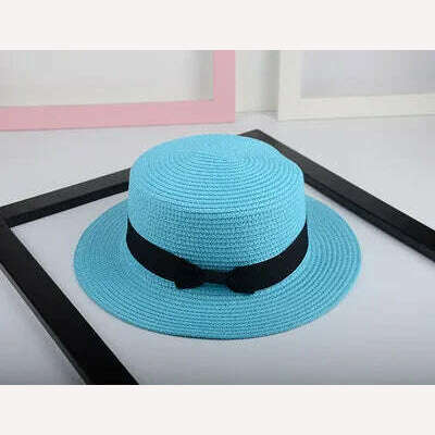 women straw hat Flat Top Straw Hat Vacation Casual Shopping Beach Hats for Woman Hats for girls Church Courtesy Panama Sun Hat - KIMLUD
