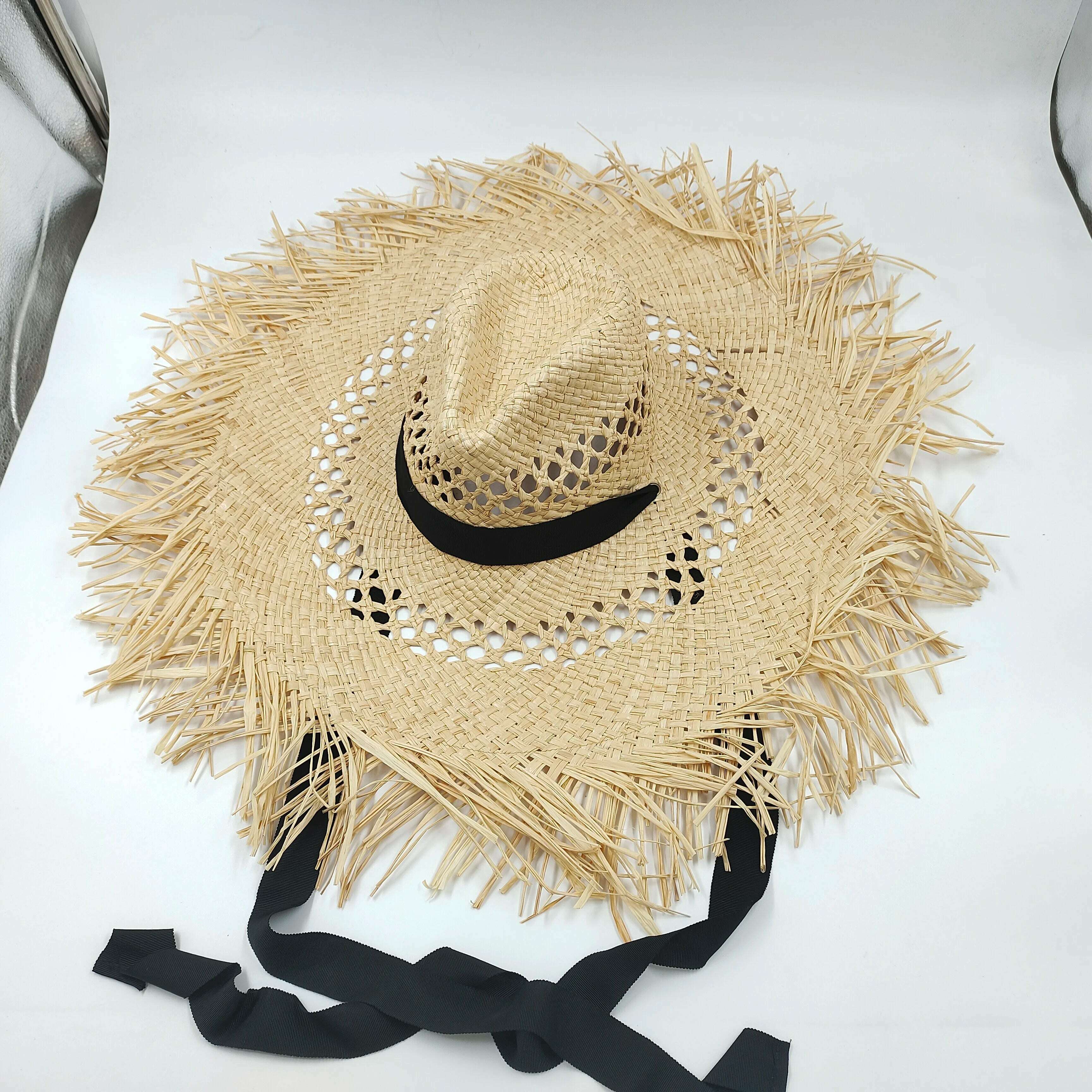 women straw hat Flat Top Straw Hat Vacation Casual Shopping Beach Hats for Woman Hats for girls Church Courtesy Panama Sun Hat - KIMLUD