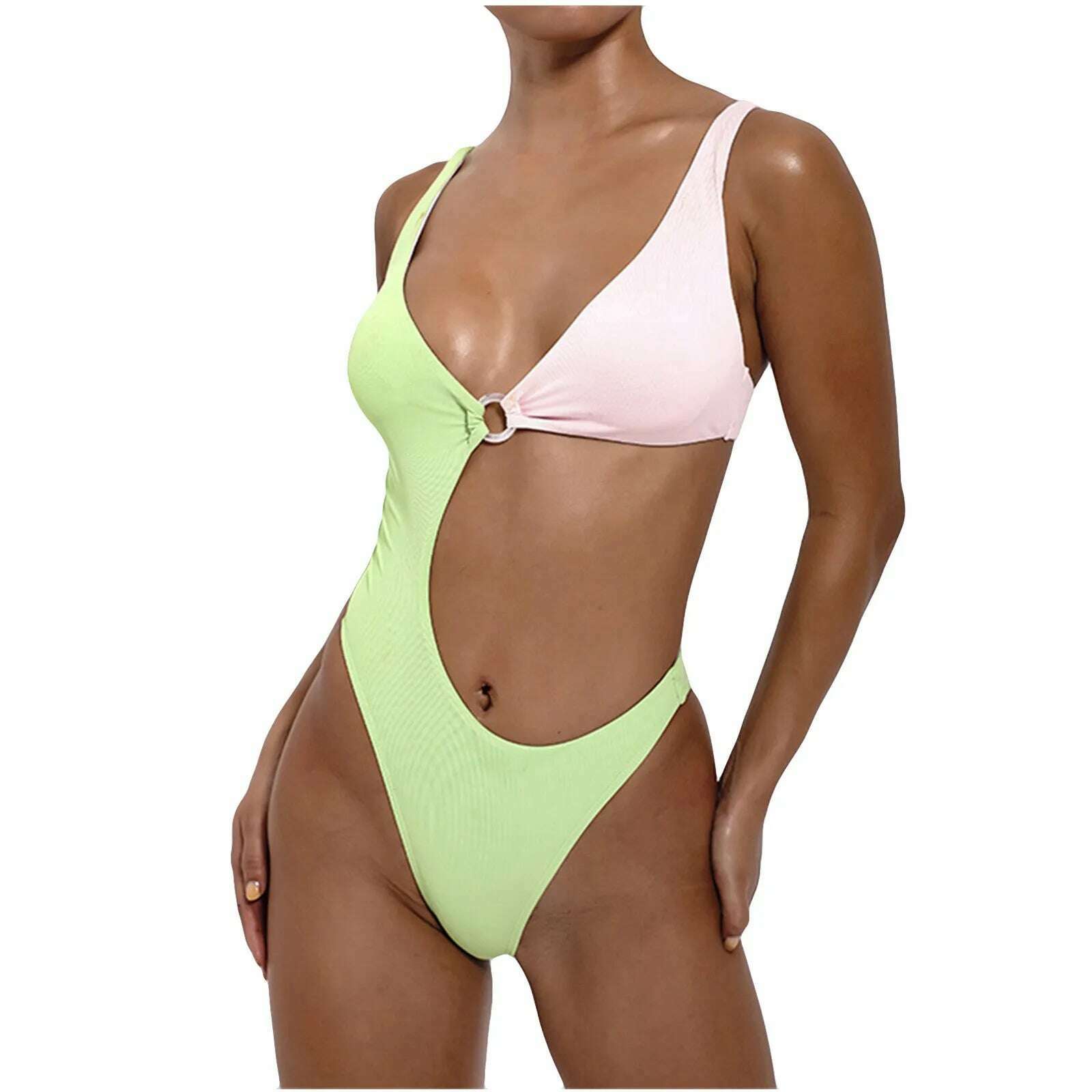 KIMLUD, Women Swimwear Contrast Solid Color Swimsuit Bikini Swimming Beachwear High Waist Female Bathing Suit Biquinis, KIMLUD Womens Clothes