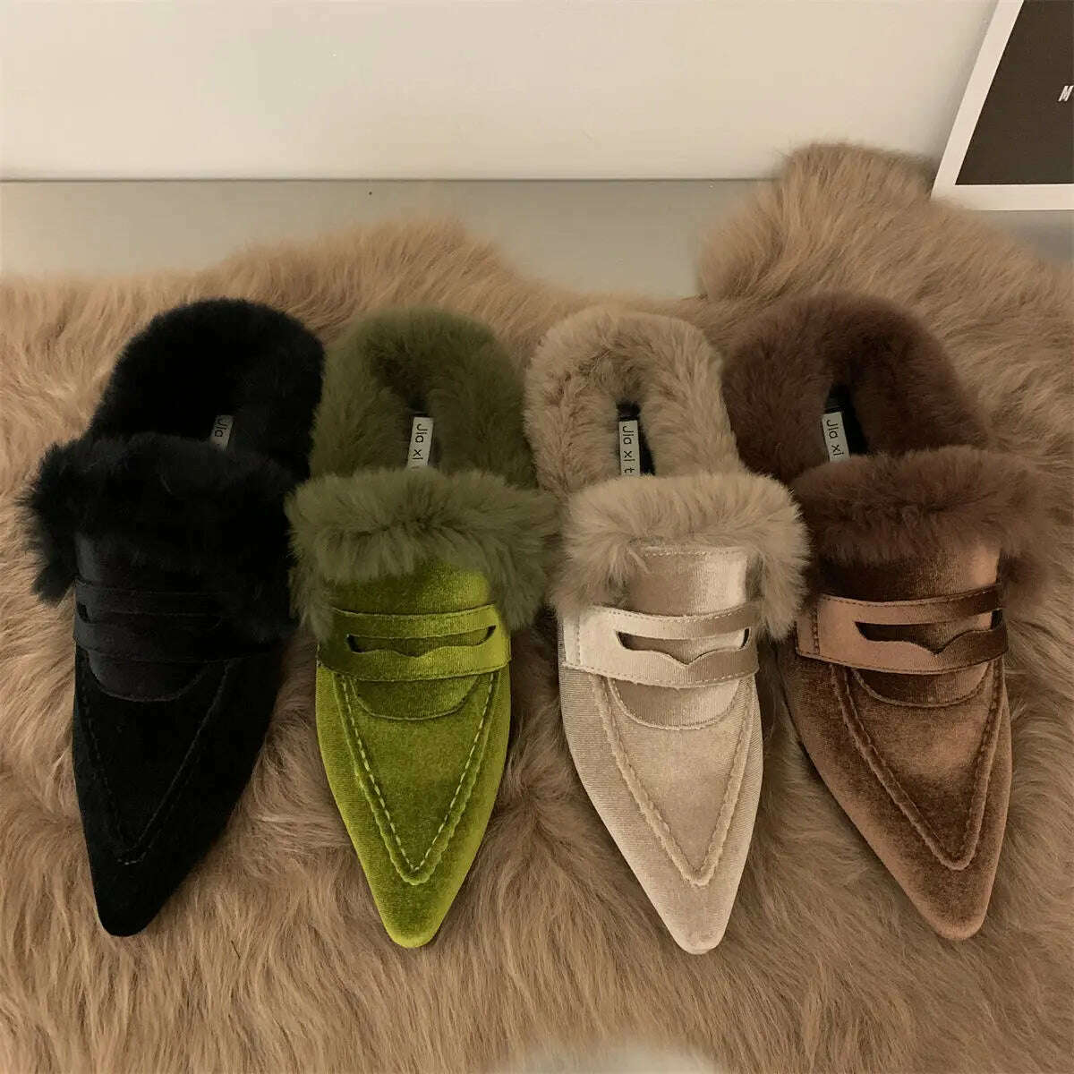 KIMLUD, Women Thick Fur Winter Slippers Warm Shoes Slippers Platform Heels Casual Cotton  Home Slides Boots 2022 New Plush Women Shoes, KIMLUD Women's Clothes
