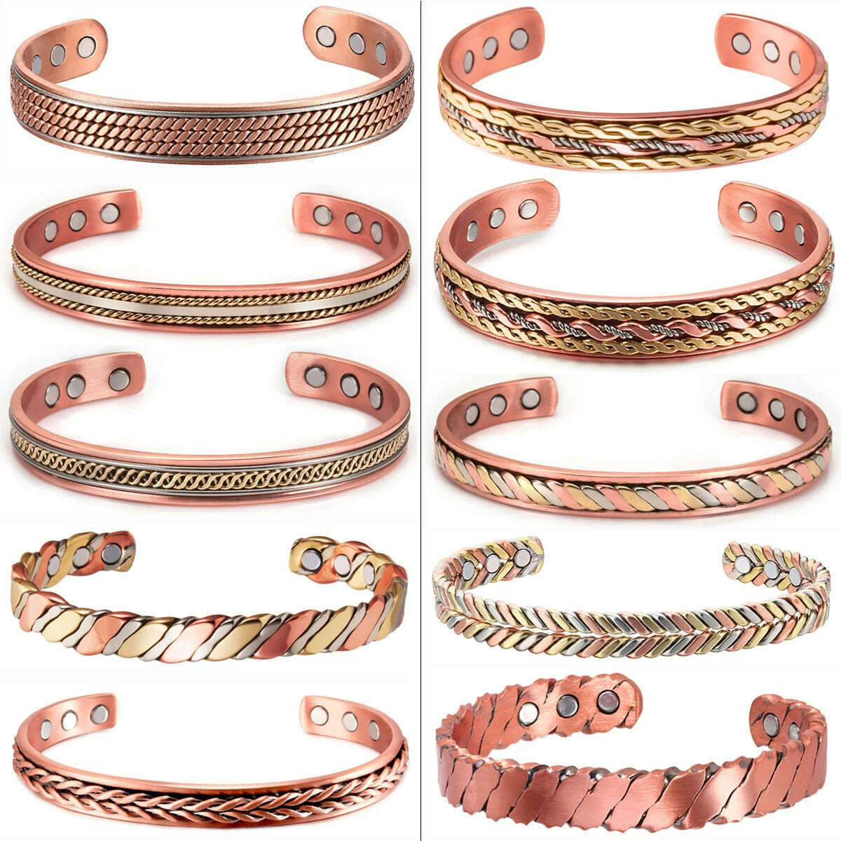 Women Tibetan Pure Copper Magnetic Healing Bracelet India Pattern Men's Spiritual Yoga Jewelry Adjustable Rope Inlay Style - KIMLUD